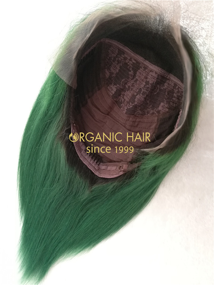 Wholesale human hair lace front wigs #1B/Green X16